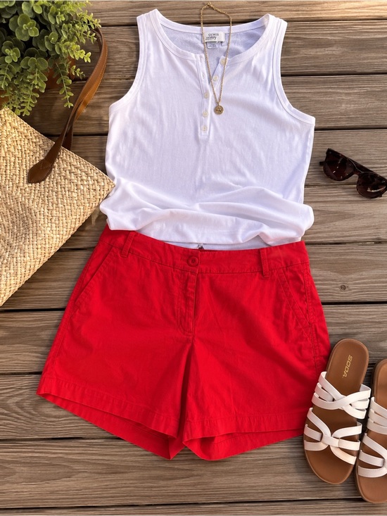 crown & ivy Pants - crown & ivy Bright Red Women's Chino Shorts